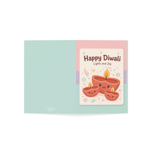 Personalized, Diwali Greeting Cards — 'Happy Diwali: Lights and Joy' Festive Card Pack (1/10/30/50 pcs)