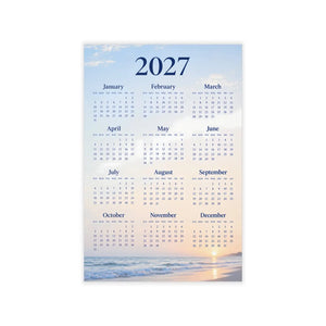 DipaliZ coastal calendar decal with a sunset horizon behind the month grid