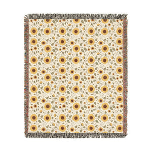 Sunflower & Midnight Floral Woven Throw Blanket