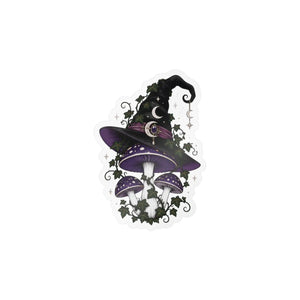Mystical witch hat mushroom kiss-cut vinyl decal - home decor decals