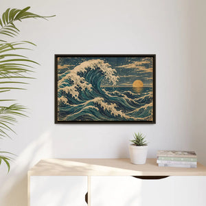 Framed canvas wall art vintage japanese great wave ocean print - printable