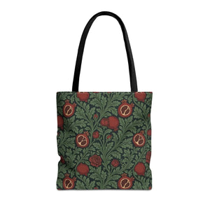 Vintage william morris-inspired botanical pomegranate tote bag - bags