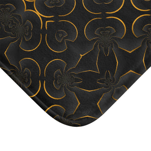 iDigitalStock, golden abstract pattern on black, Bath Mat