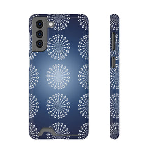 Glossy surface option on the DipaliZ navy mandala phone card case.