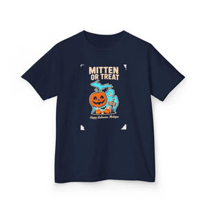 Kids “mitten or treat” halloween pumpkin t-shirt - t-shirts