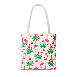 Tote Bag — Tropical Flamingo Palm Print Beach Tote