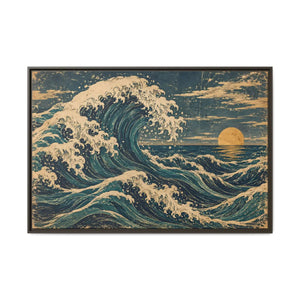 Framed canvas wall art vintage japanese great wave ocean print - printable