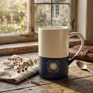 Celestial sunburst ceramic mug - mugs