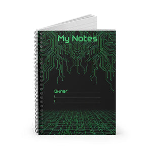 Cyber circuit spiral notebook - ’my notes’ ruled journal for techies - notebooks & notepads