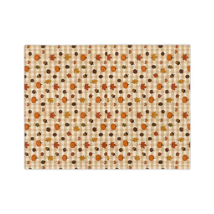 Autumn Plaid Pumpkin & Leaves Throw Blanket