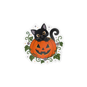 Halloween black cat pumpkin kiss-cut vinyl decal - home decor decals