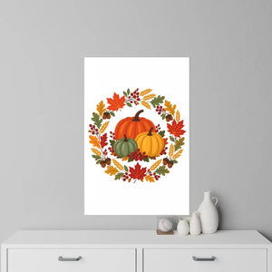 Autumn harvest pumpkin wreath wall decal - decals
