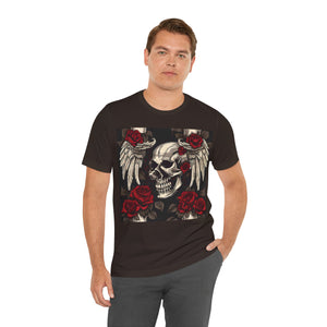 Skulls, Roses and wings for Halloween , Unisex Jersey Short Sleeve Tee