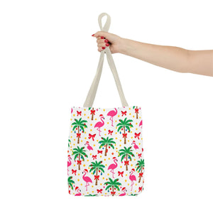 Tote Bag — Tropical Flamingo Palm Print Beach Tote