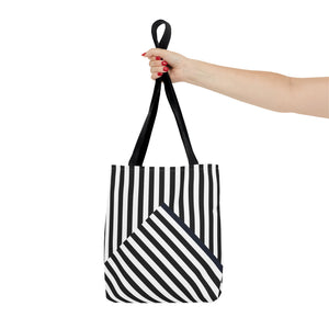 Black striped, AOP Tote Bag