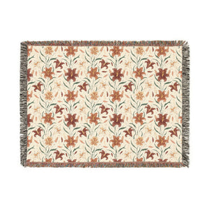 Boho Floral Woven Blanket – Cozy Southwestern Throw for Living Room & Bedspread