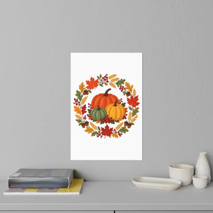 Autumn harvest pumpkin wreath wall decal - decals