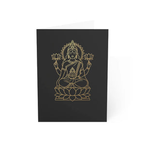 Goddess laxmi on lotus meditation greeting card - cards