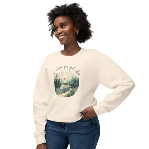 “good things are ahead” scenic cabin sweatshirt - sweatshirts