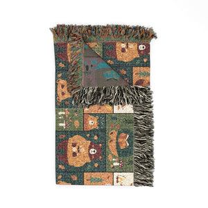 Cozy Cabin Patchwork Woven Blanket — Rustic Lodge Throw for Living Room & Cabin Decor