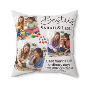 Besties Personalized Photo Pillow — Custom Names & Quote