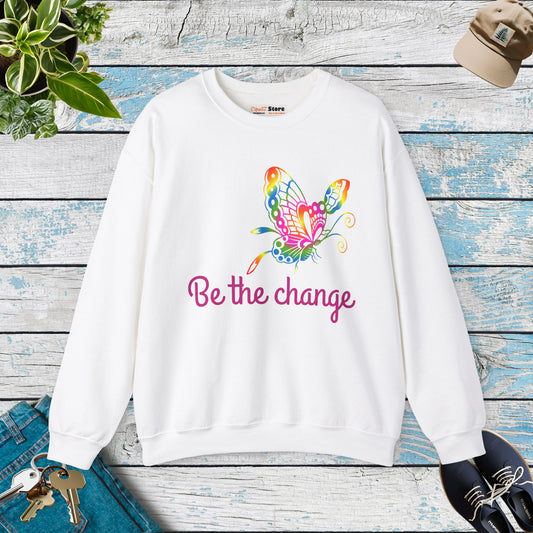 Be the change with butterfly art, Unisex Heavy Blend Crewneck Sweatshirt