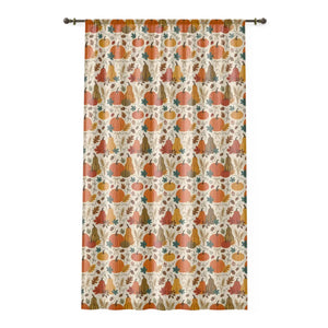 DipaliZ harvest sheer curtain in reds, golds and muted forest greens