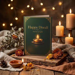 Happy diwali greeting card – festival of lights diya design - cards