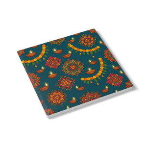 Diwali diyas and marigold mandala ceramic coaster - coasters