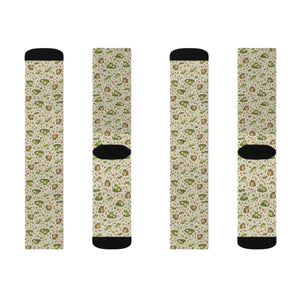 Frog and toad Pattern Sublimation Socks — Cute Woodland Animal Crew Socks
