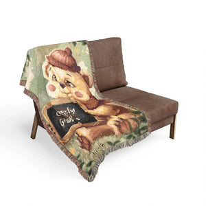 DipaliZ Grizzly Bear Giggles cotton woven blanket