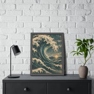 Framed ocean wave poster wall art - posters