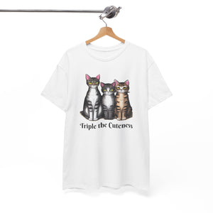 Three Cats, Triple the cuteness, Unisex Heavy Cotton Tee
