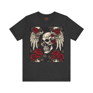Skulls, Roses and wings for Halloween , Unisex Jersey Short Sleeve Tee