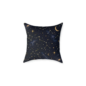 Celestial Constellation Square Pillow — Starry Night Moon & Constellations Throw Pillow