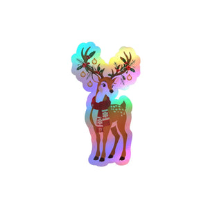Kiss-cut vinyl decal – festive christmas reindeer with antlers - home decor decals