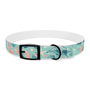 Sea Life Dog Collar — Aqua Fish & Coral Pattern for Pets