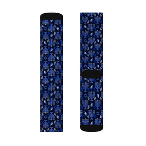 Blue Hanukkah Menorah Socks