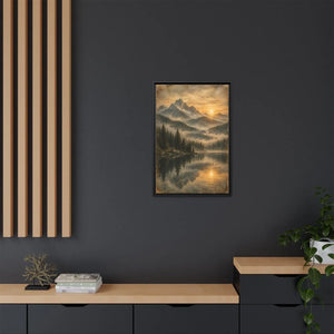 Framed canvas mountain lake sunset landscape wall art - printable