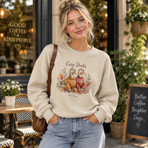 Cozy Ducks Crewneck Sweatshirt — Cute Autumn Duck Couple Pullover