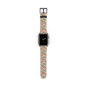 Southwestern geometric print watch band by DipaliZ for Apple Watch in terracotta and sand