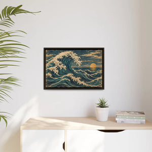 Framed canvas wall art vintage japanese great wave ocean print - printable