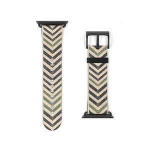 Chevron Pattern Watch Band — Neutral Geometric Apple Watch Strap