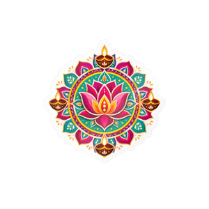 Colorful lotus mandala kiss-cut vinyl decal - home decor decals