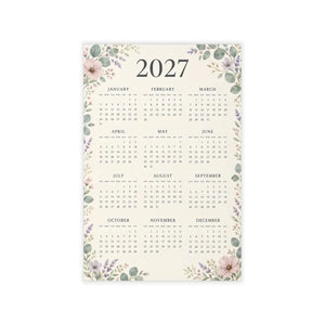 DipaliZ vintage floral calendar wall decal printed on thin polyester film