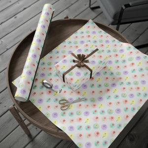 Floral teardrop wrapping paper roll, pastel flowers gift wrap