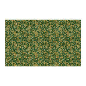 Green Paisley Spun Polyester Fabric by the Yard – Floral Paisley Print Cotton-Look Yardage