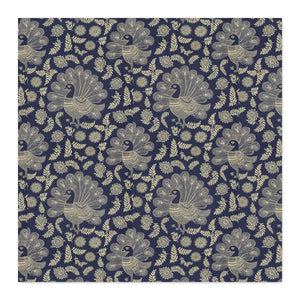 Beige and sand linework drawn against the deep navy ground of DipaliZ cotton fabric