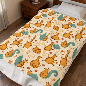 Giraffe Friends Velveteen Plush Blanket