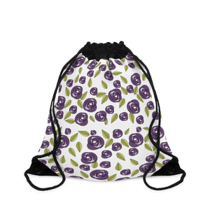 Purple flowers Outdoor Drawstring Bag